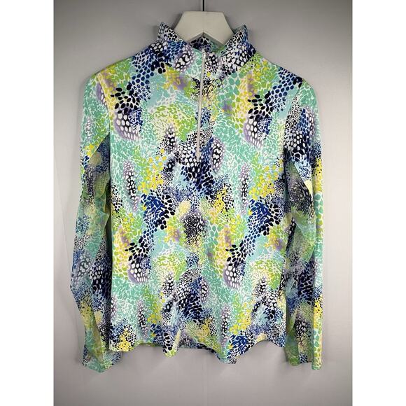 IBKUL Women 1/4 Zip Pullover Blue Shirt Sz M Long Sleeve Mesh UPF 50 Cooling - Picture 1 of 12